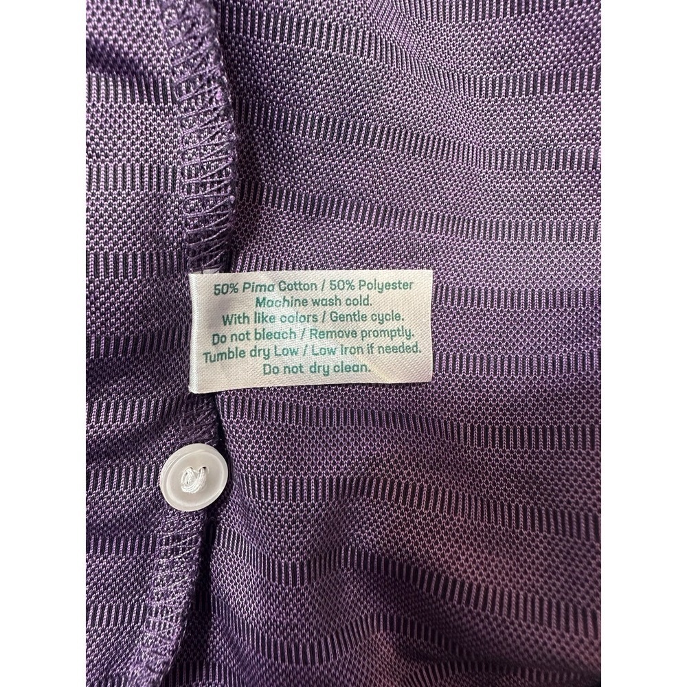 Criquet Purple Hidden Stripe Long Sleeve Polo Shirt Pima Cotton Blend M - Picture 5 of 5